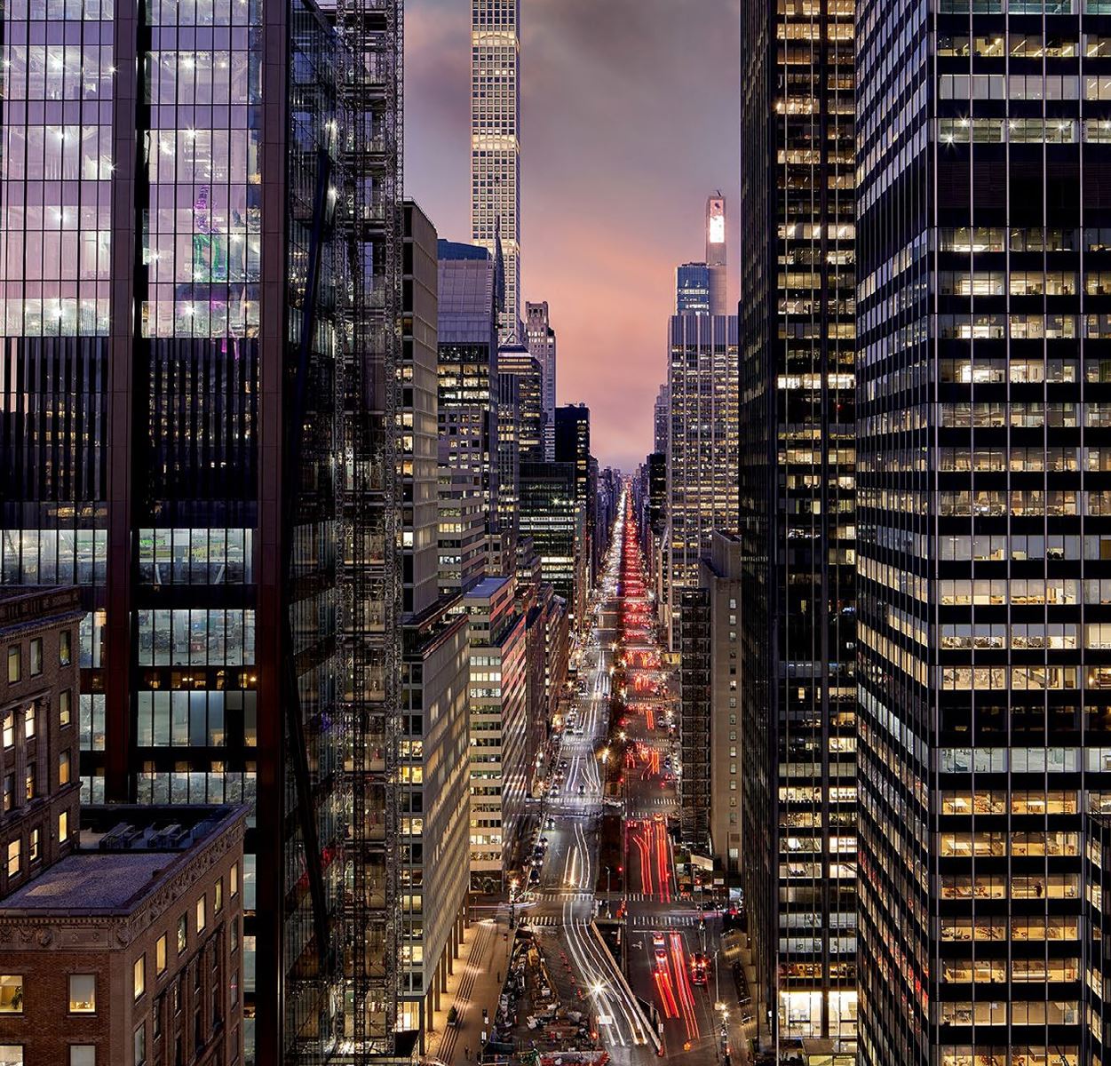 Park Avenue, Manhattan, New York at dusk